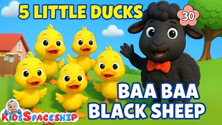 5 little ducks + 3 bag full 🐑🐑🐑 | 3D Nursery Rhymes & bedtime songs for kids | Kids Spaceship