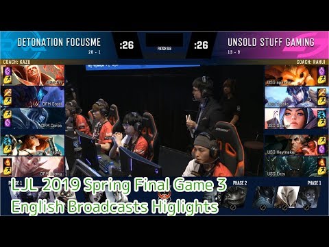 [ENG]DFM(Evi Vladimir) VS USG(apaMEN Gnar) Game 3 Highlights - LJL 2019 Spring FINAL