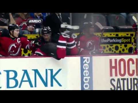 Cam Janssen Misses Check and Goes Overboards! - NHL 20/12/11