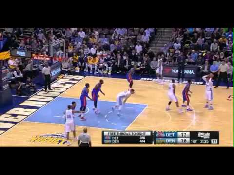 Darrell Arthur finds Jusuf Nurkic vs Pistons 10/29/14