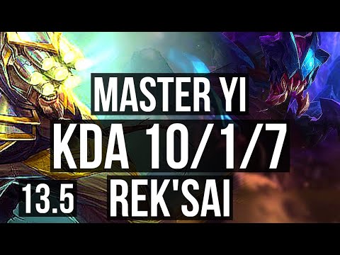 MASTER YI vs REK'SAI (JNG) | 4.1M mastery, 10/1/7, 1100+ games, Dominating | KR Master | 13.5
