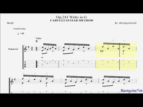 Carulli Guitar-Op.241 Waltz in G (No.21)/BlackguitarTab