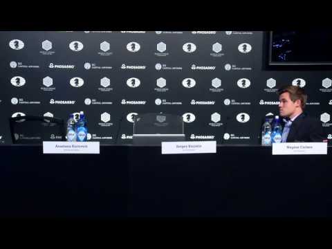 Press conference Game 8 - Carlsen leaves