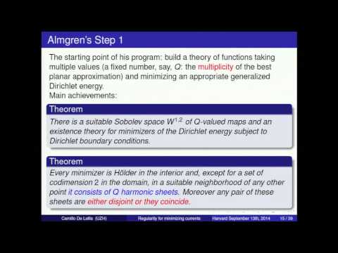 Camillo de Lellis: Regularity theory of area-minimizing surfaces in higher codimension