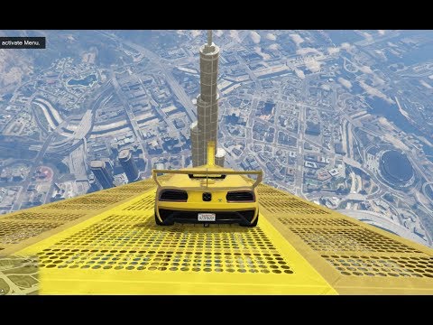 قراند 5 : قفزة مستحيلة من فوق برج خليفة ثم الى سطحه | GTA cars jump over khalifa tower