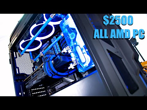 The ULTIMATE $2500 All AMD Custom Water Cooled Gaming PC Build - Time Lapse