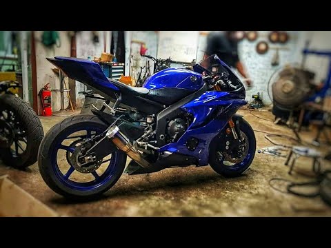 Yamaha R6 Custom Exhaust With Exhaust Sound on Full Throttle✓®