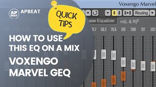 Video thumbnail for Free VST tutorial - Voxengo Marvel GEQ equalizer plugin. How to use this EQ on a mix by apbeat