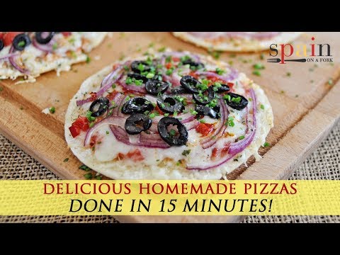 Quick and Easy Pizzas with Manchego, Roasted Peppers & Spanish Olives