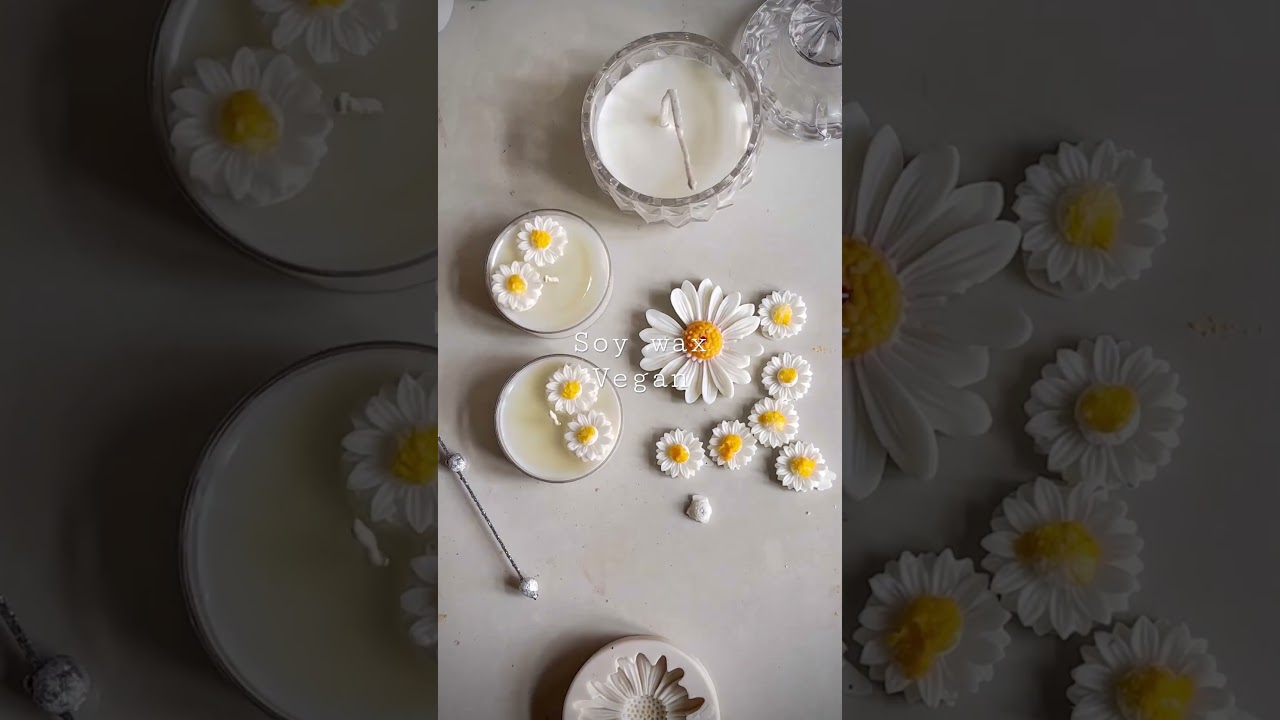 How to make #trending #daisy sunflower candles! Soy wax , #vegan #beginners #candlemaking