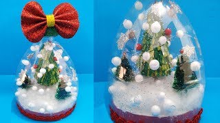 DIY Christmas Snow Globe - Christmas Decoration Idea from Waste Plastic Bottle-Xmas craft from Waste