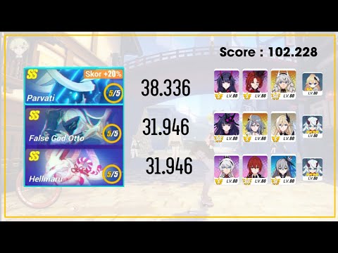 [Master] Memorial Arena Parvati, FGO & Hellmaru 102.228 Real Run LINEUP NO PRI Honkai Impact 3