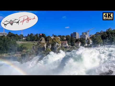 Rheinfall Schaffhausen Neuhausen am Rhein aus der Luft mit Drohne 4k Schweiz