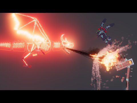 The Flying Dragon Mecha vs Golems in People Playground - People Playground 1.22.2