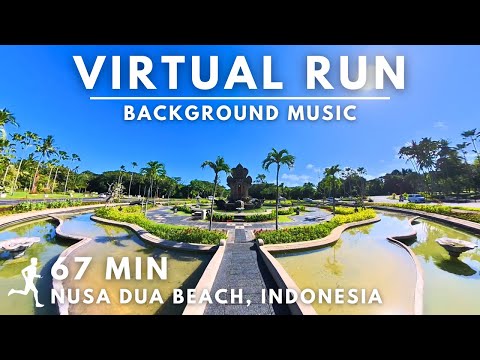 Virtual Running Video for Tredmill with Music in Paradise Bali Island, Nusa Dua Beach #virtualrun