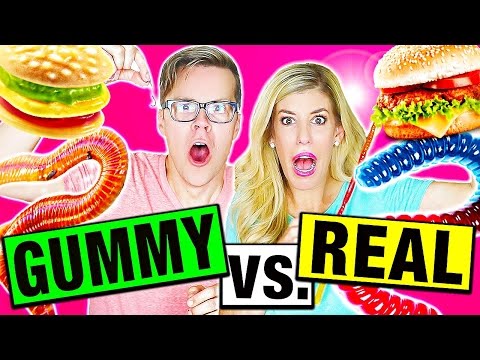 GUMMY FOOD vs. REAL FOOD CHALLENGE!! Video