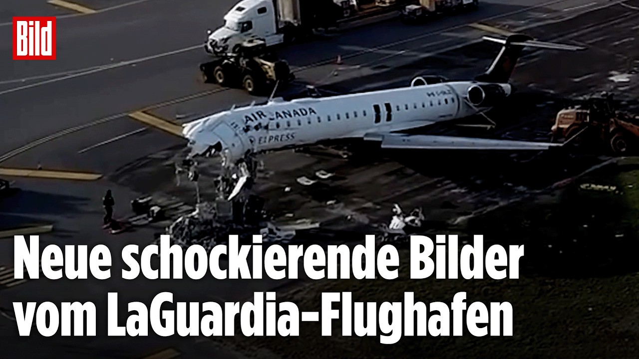 Flugzeug-Unfall an New Yorker Flughafen: Neue Aufnahmen zeigen Wucht des Aufpralls