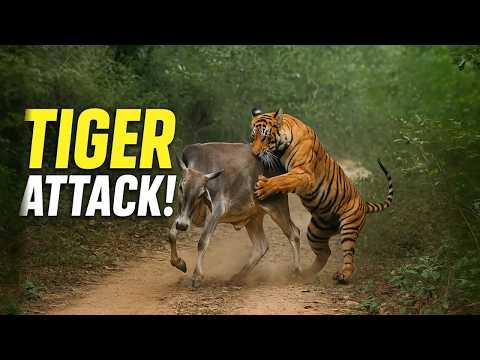 Tiger attacks cow in Zone 6 of Ranthambore National Park