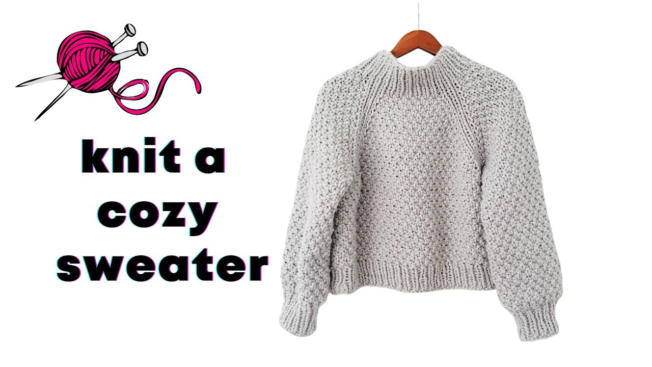 Easy Moss Stitch Chunky Raglan Knit Sweater Pattern + Tutorial