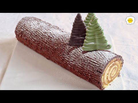 Receita de tora de Yule com chocolate e caramelo de Natal