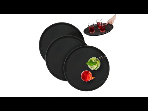Rundes Serviertablett 3er Set 40 cm Schwarz - Kunststoff - 40 x 2 x 40 cm