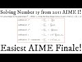 Solving AIME I 2011 #15! Easiest AIME Finale!