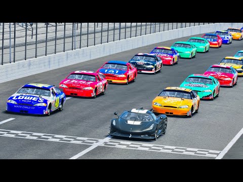 Koenigsegg Jesko Absolut vs Nascar Cars - Oval MotorSpeedway