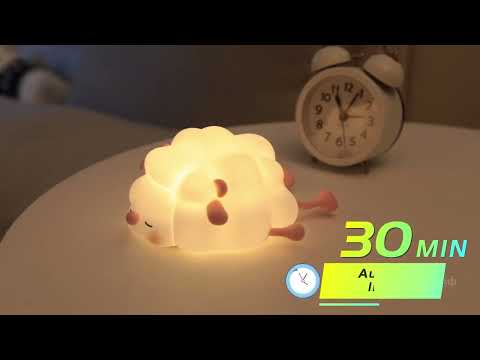 LED Night Lights Cute Sheep Panda Rabbit Silicone Lamp USB Rechargeable Timing Bedside Decor Kids