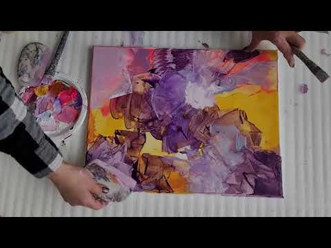 Abstract Acrylic Painting Techniques layering & blending colors using Catalyst Silicone Wedge