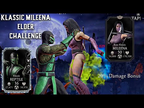 Klassic Reptile VS Mileena Boss. Klassic Mileena Elder Challenge MK Mobile.
