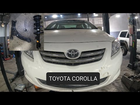 replacing complete struts - control arm - tie rod end ... toyota corolla 2009 - 2013 #toyota