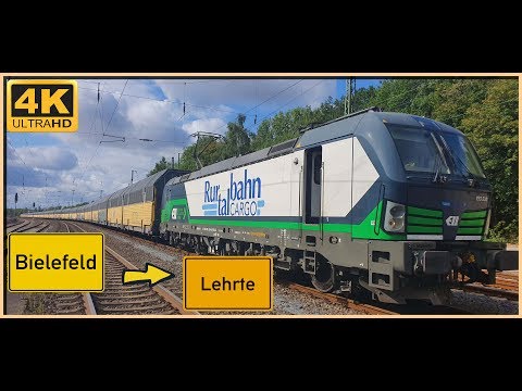 【4K】 Führerstandsmitfahrt Cab Ride Bielefeld Brackwede nach Lehrte BF über Löhne,Minden,Seelze