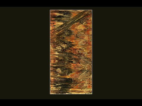 #6915-Golden Black Zig Zag Pattern Swipe Basting Brushed 3.12.20 Fluid Acrylics Pouring