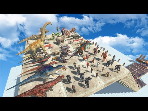 All Units Death Fall With Obstacles - Animal Revolt Battle Simulator