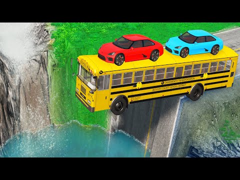 Cars vs Giant Pit Deep Water BeamNG Drive