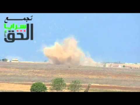 قصف بالبراميل المتفجرة من قبل النظام على عناصر تجمع سرايا الحق في الجنابرة في محافظة حماة