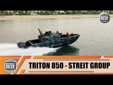 DSEI 2019 Streit Group Triton 850 RIB Armored Boat in naval live demonstration defense exhibition