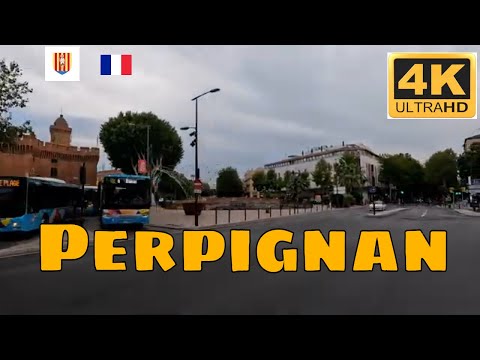 Perpignan, France 4k- Pyrénées Orientales-Driving- French region