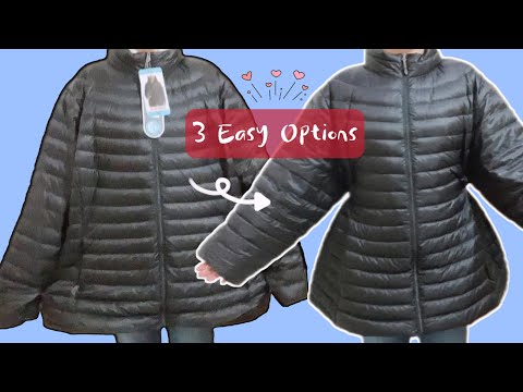 (3X to XS) How to downsize big coat DIY make jacket smaller to fit, Easy Hand Sew, No Sewing Machine