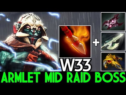 W33 [Huskar] Crazy Armlet Mid Raid Boss Gameplay 7.25 Dota 2