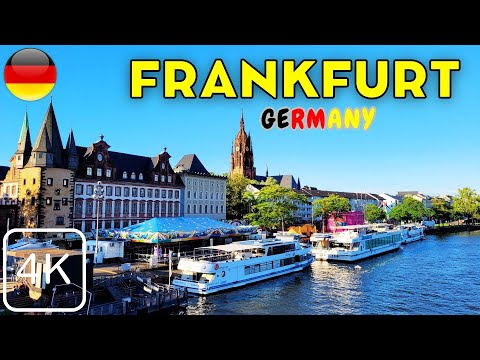 Excursão a pé em 4K por Frankfurt, Alemanha 🇩🇪