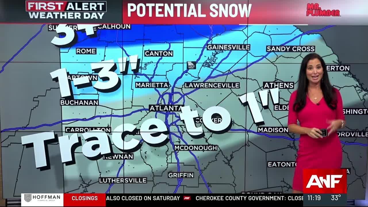 Atlanta could see up to 3 inches of snow during snowstorm