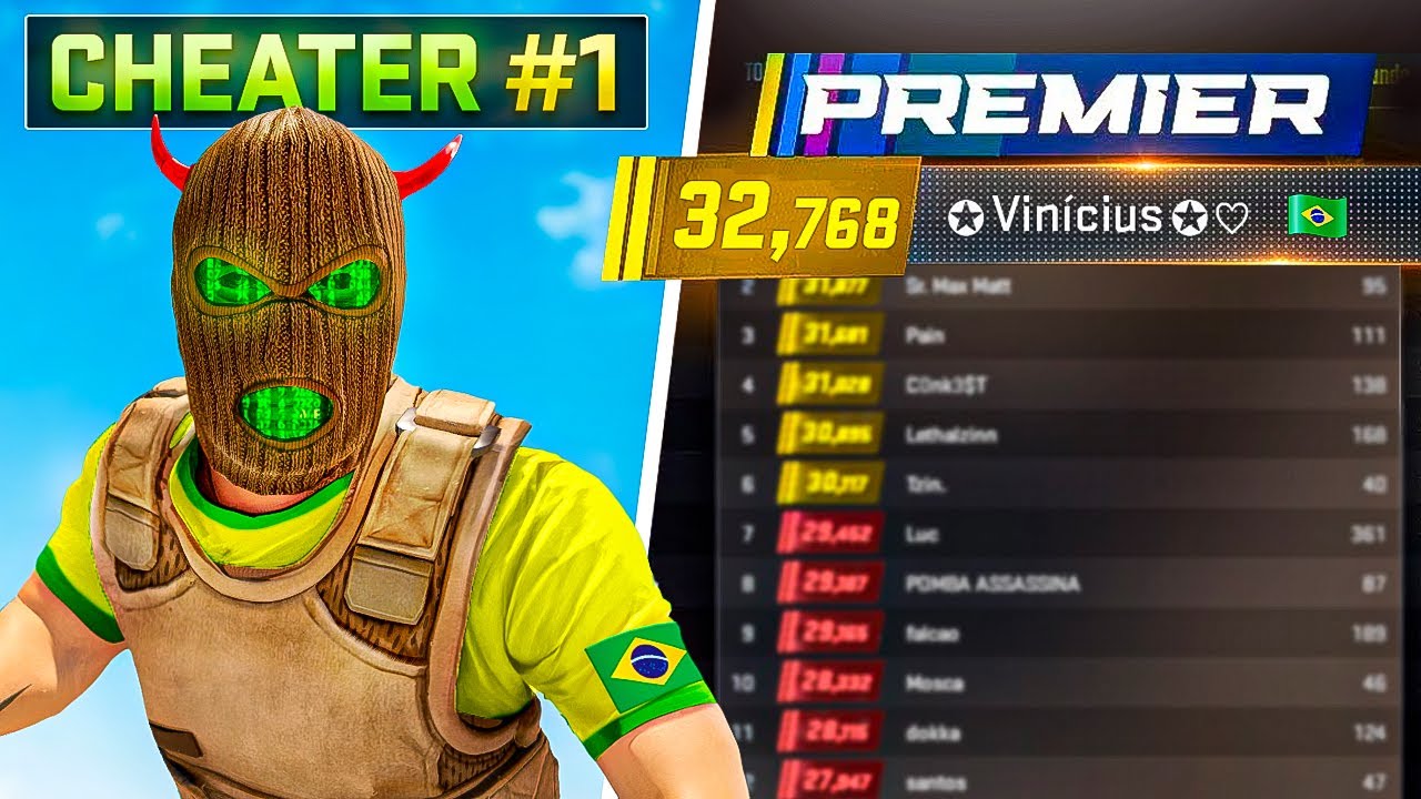 a vergonha do CS nacional... CHEATER BRASILEIRO alcançou o TOP #1 MUNDIAL no modo PREMIER do CS 2