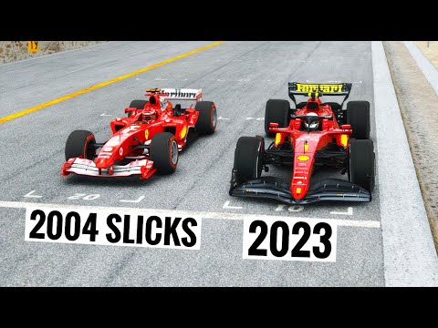 Ferrari F1 2023 vs Ferrari F1 2004 SLICKS TYRES  - Le Mans 24h Circuit