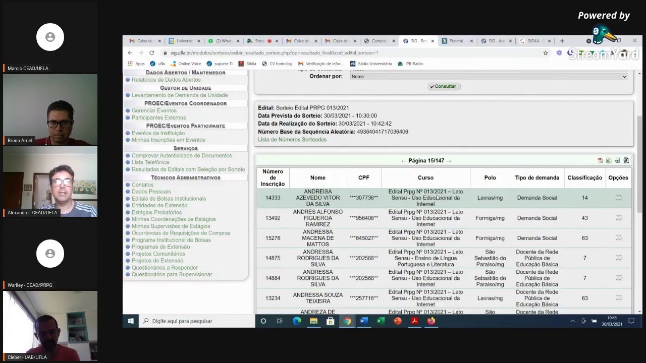 Live Sorteio para discentes de pós-graduação UEI e Letras