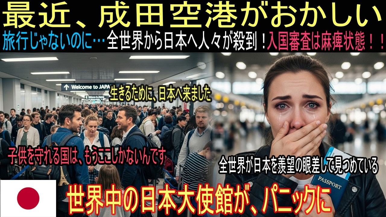【海外の反応】成田空港が大混乱！一日20万人、先進国のビザを手に日本へ押し寄せる衝撃の理由に世界が震撼｜海外感動ストーリー｜AI物語