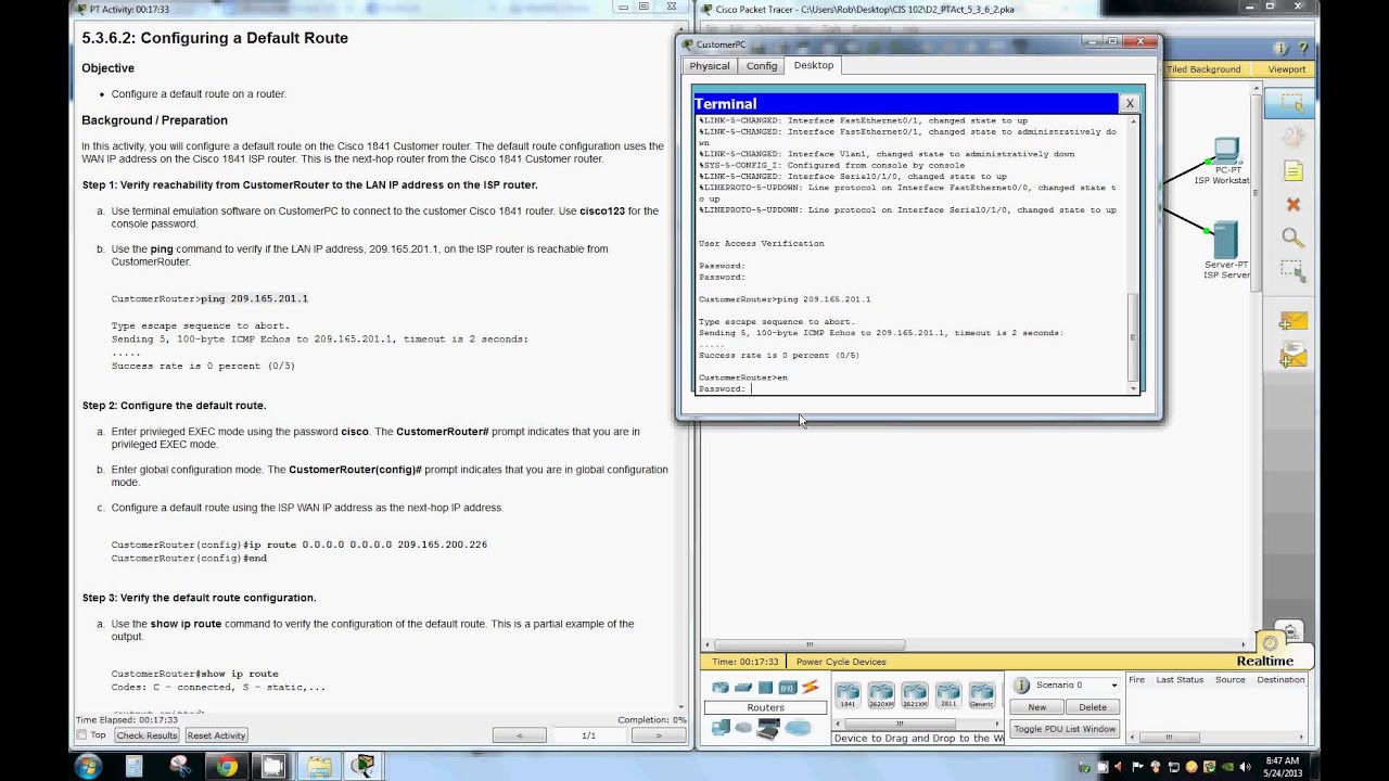 Configuring a Default Route