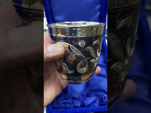 Серебряный стакан с чернением Кубачи, 210 мл, ст105
