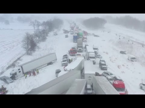 Massive 100-car pileup shuts down highway in western Michigan