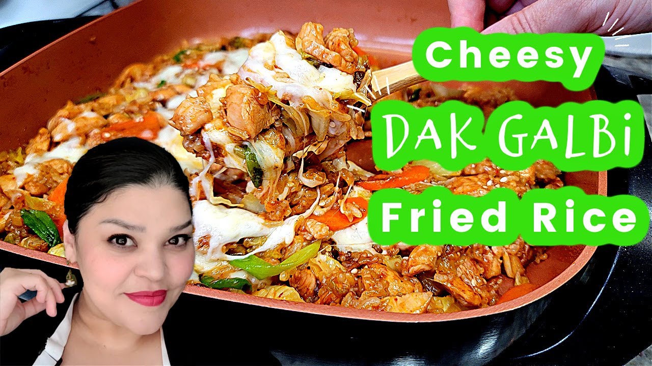 SPICY CHICKEN CHEESY FRIED RICE Korean Style Chicken Fried Rice Dak Galbi Sauce Recipe